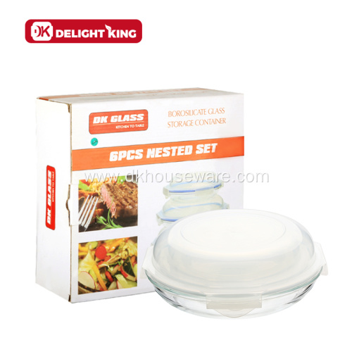 Glass Round Plate with Airtight Cover for Baking